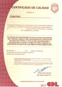 Certificado de Calidad del Centro